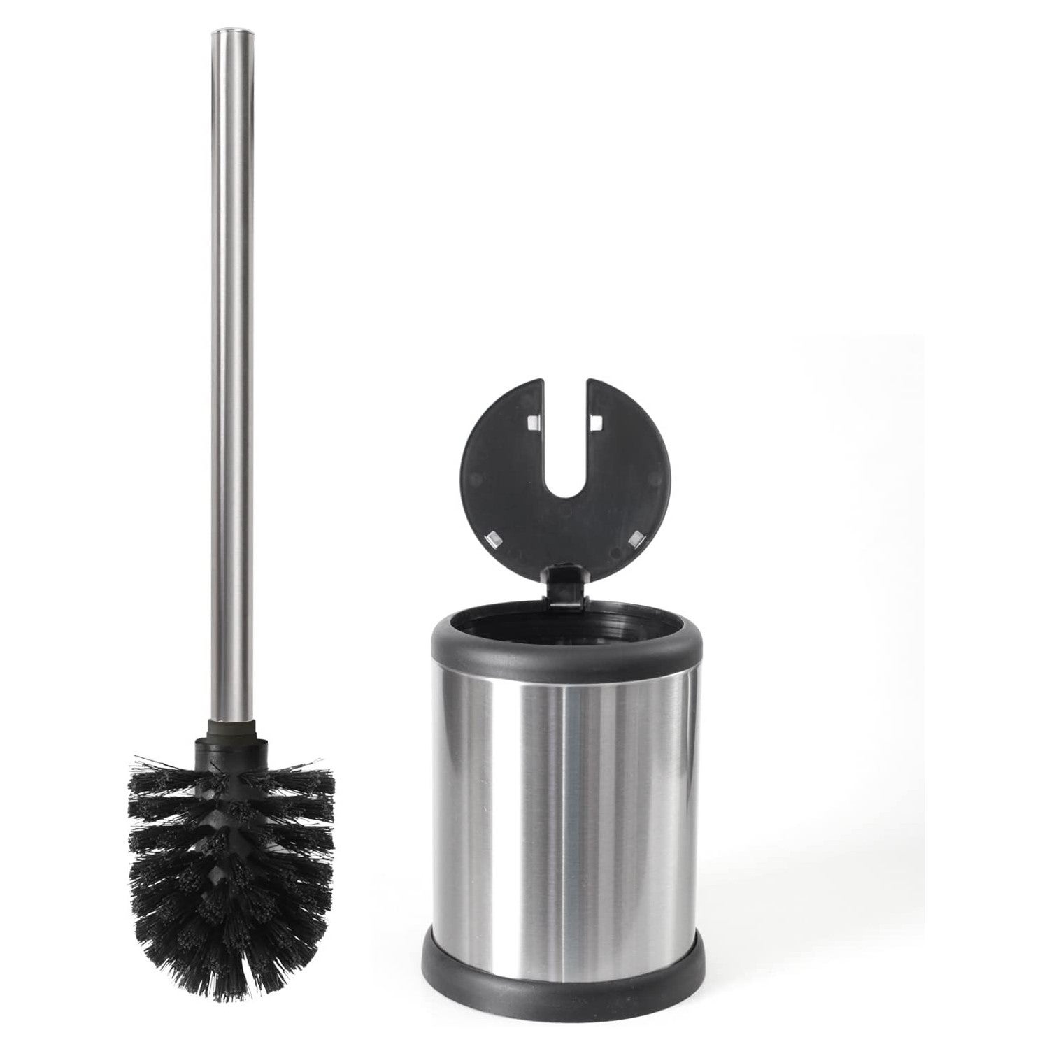 Modern Loo Brush Hygienic /& High-Quality Toilet Brush with Toilet Brush Holder Black mDesign Plastic Toilet Brush Set