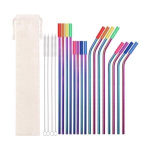 The Best Reusable Straw Option: WISKEMA Metal Straws,16 Stainless Steel Straws