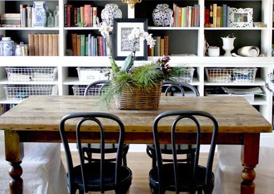 Add bookshelves to a dining room - Small Dining Room: 14 Ways to Make
